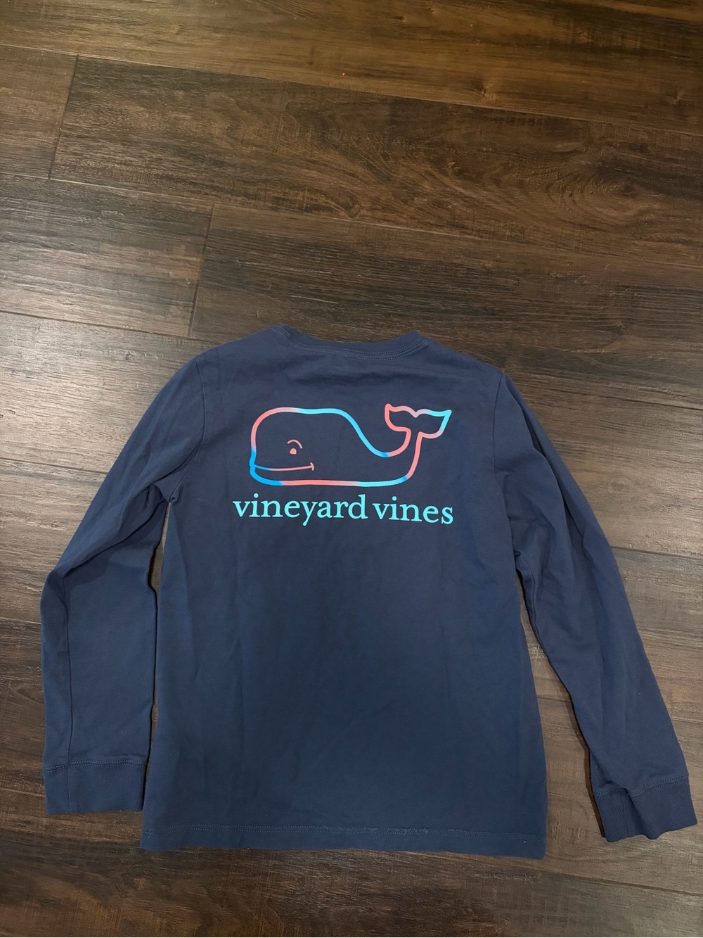 Vineyard Vines Boys Size 6 Navy Whale Pocket Tee Long Sleeve